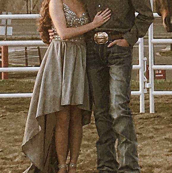 Grey bling high low prom dress - Picture 1 of 3